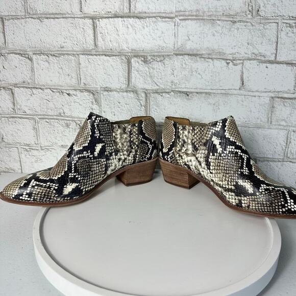 Madewell Boots Sonia Ankle Booties Low Chelsea Leather Snake Embossed 8.5 - Picture 8 of 10